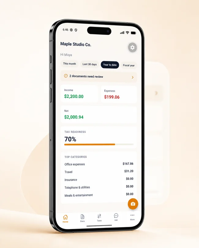 NextiaTax native mobile dashboard