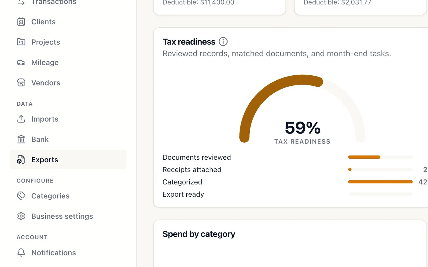 Step 1: Select Exports in the sidebar.