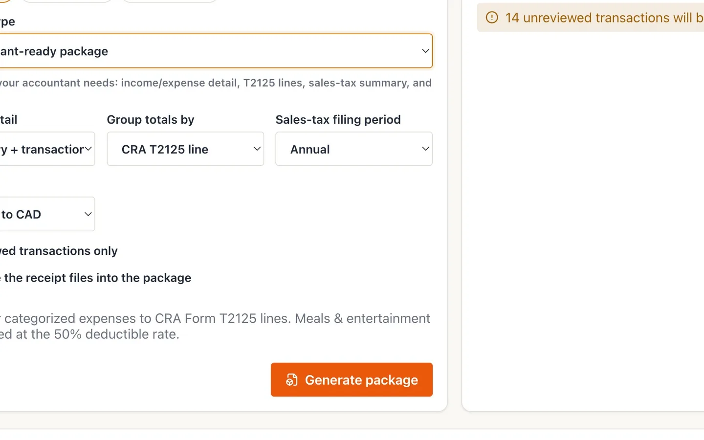 Step 5: Select Generate package.