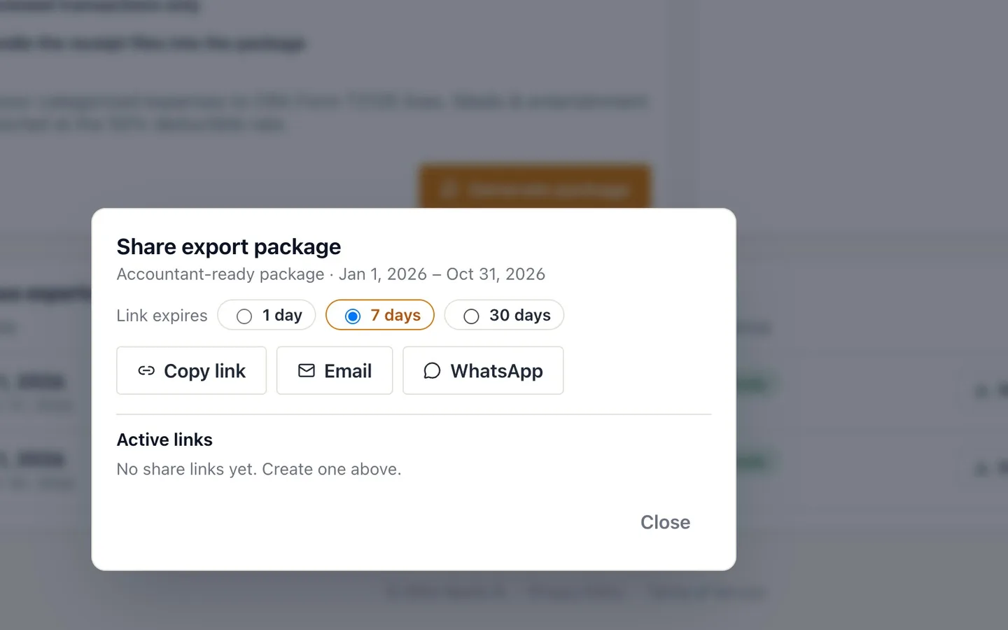 Step 8: Choose how long the link works: 30 days.