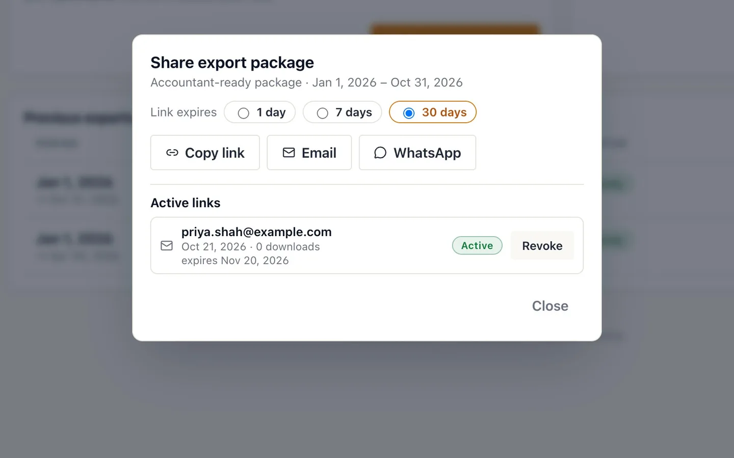 Step 10: Your link appears under Active links.