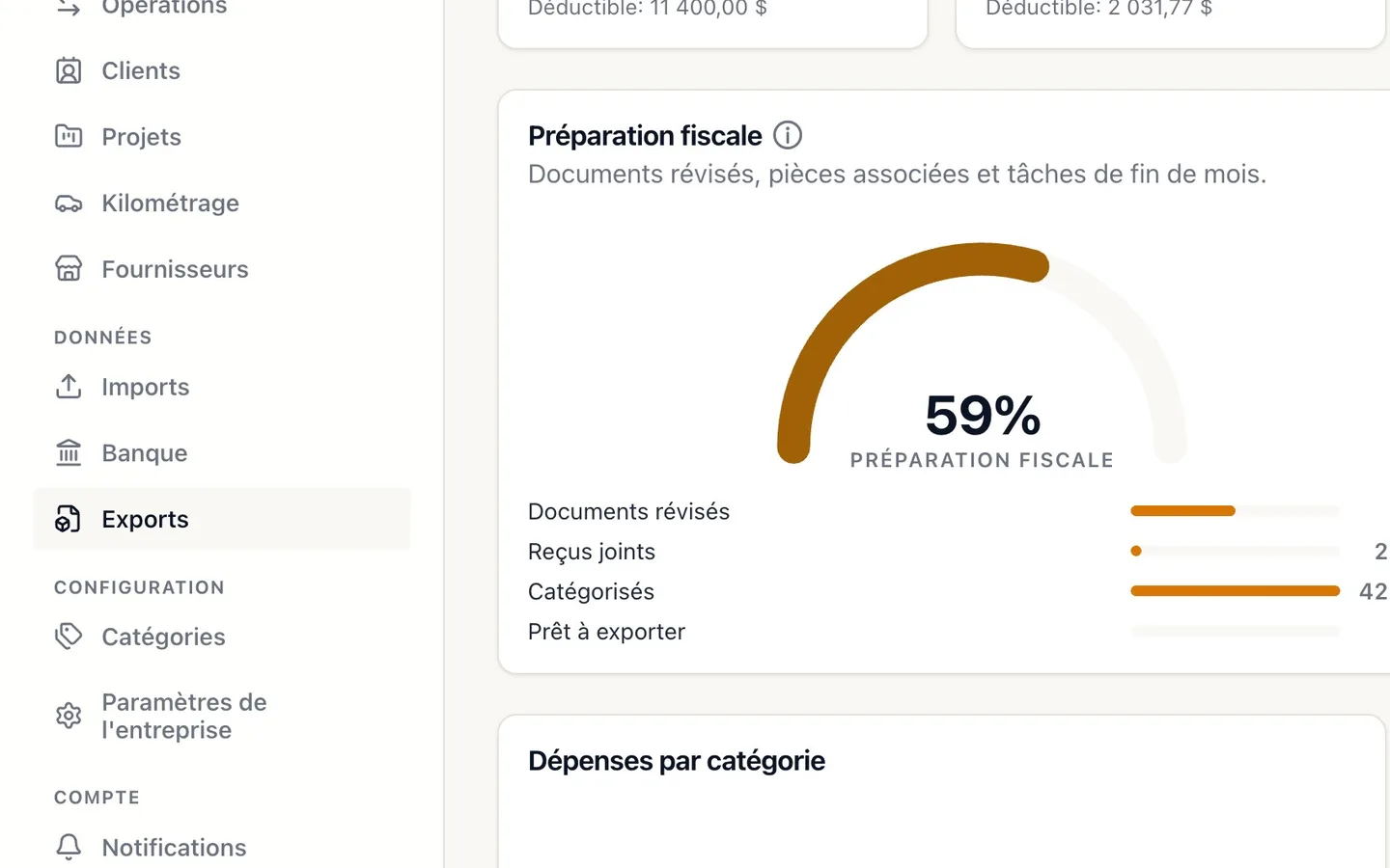 Step 1: Sélectionnez Exports dans le menu de gauche.