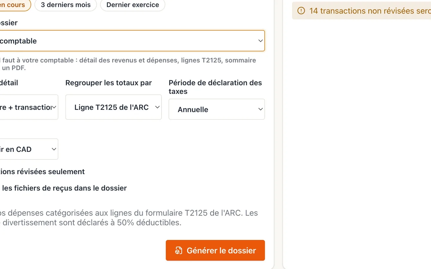 Step 5: Sélectionnez Générer le dossier.