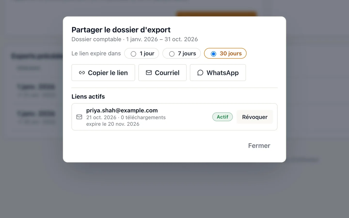 Step 10: Votre lien apparaît sous Liens actifs.