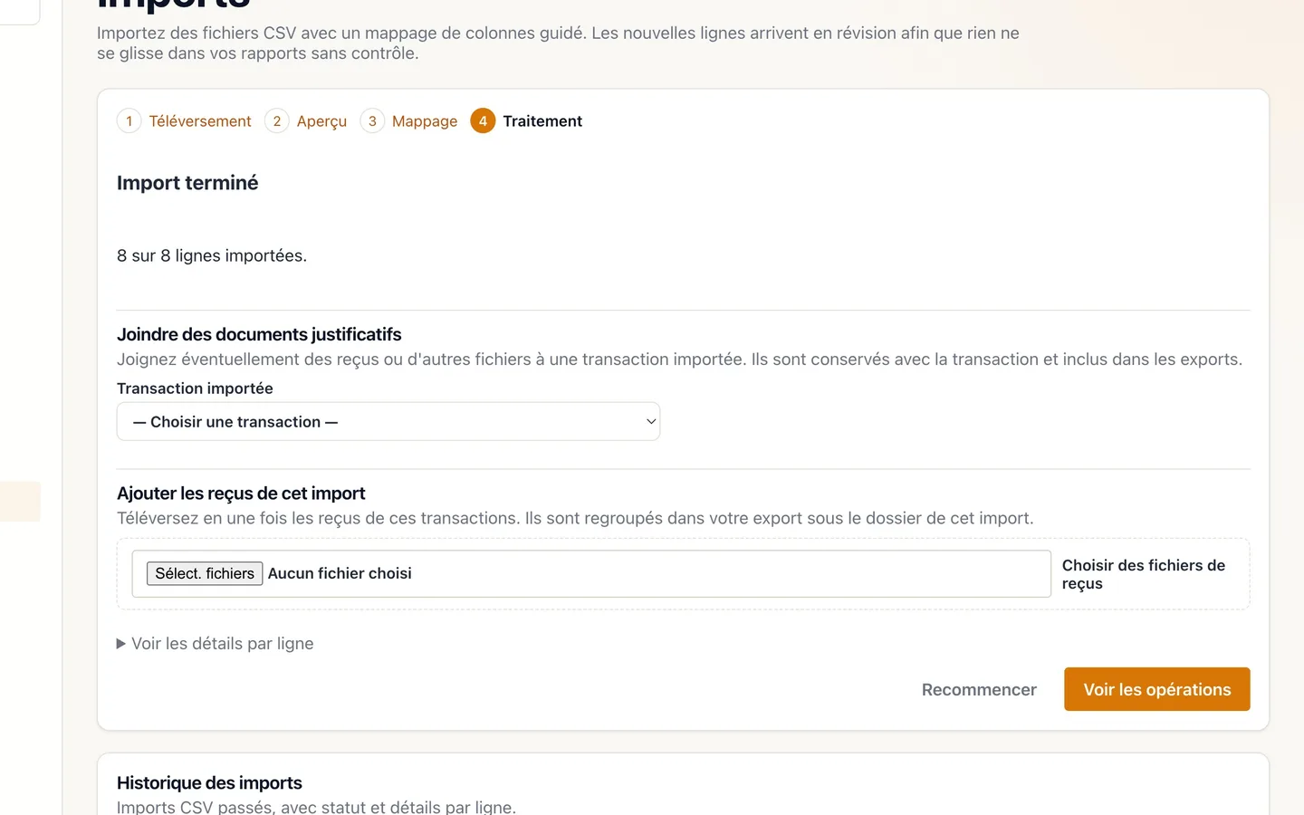 Step 7: Joignez vos reçus ici si vous les avez.