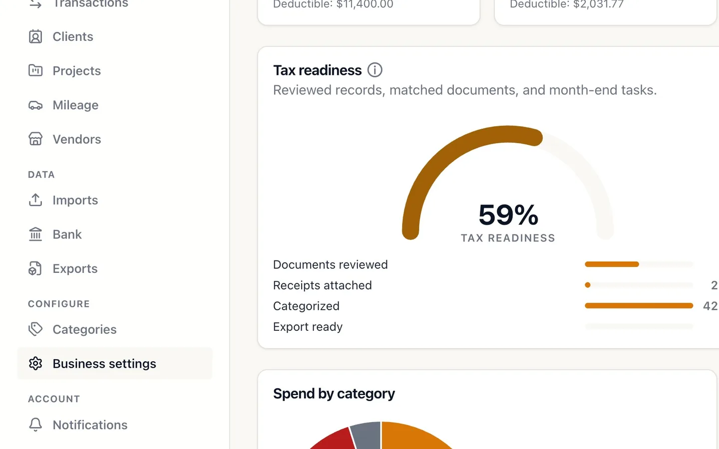 Step 1: Select Business settings in the sidebar.