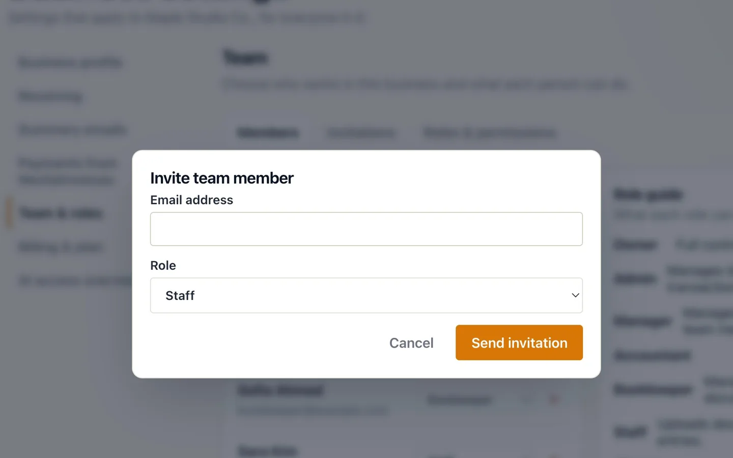 Step 4: Select Invite user and enter their email address.