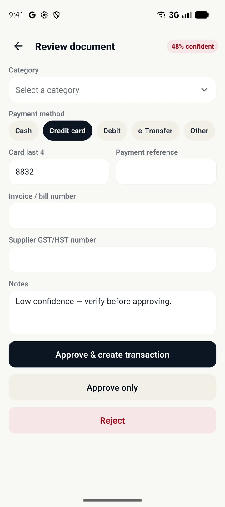 Step 6: Tap Approve & create transaction.