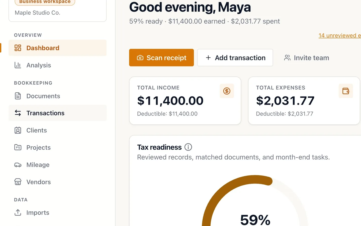 Step 1: Select Transactions in the sidebar.