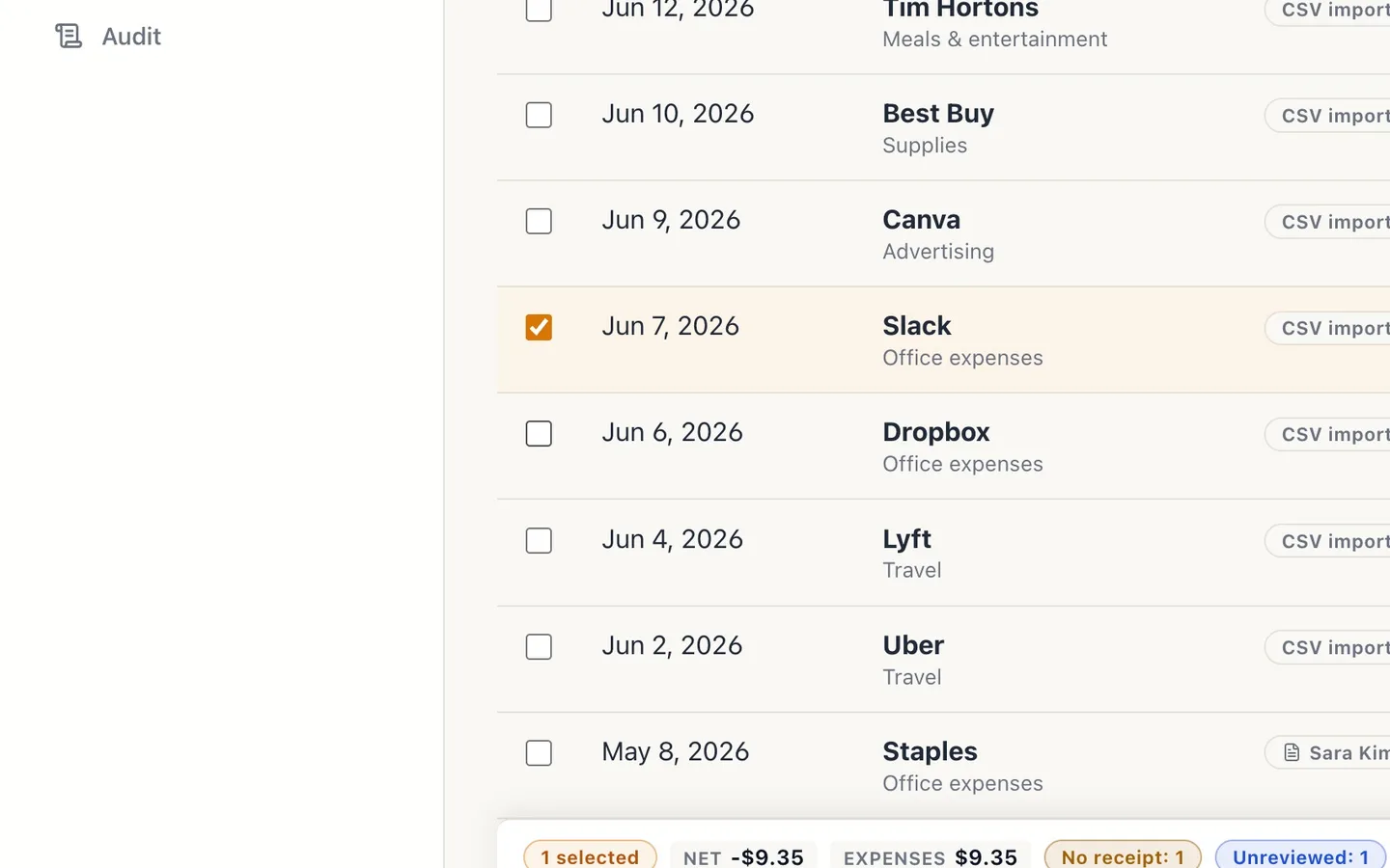 Step 8: Tick the transactions that are already right.