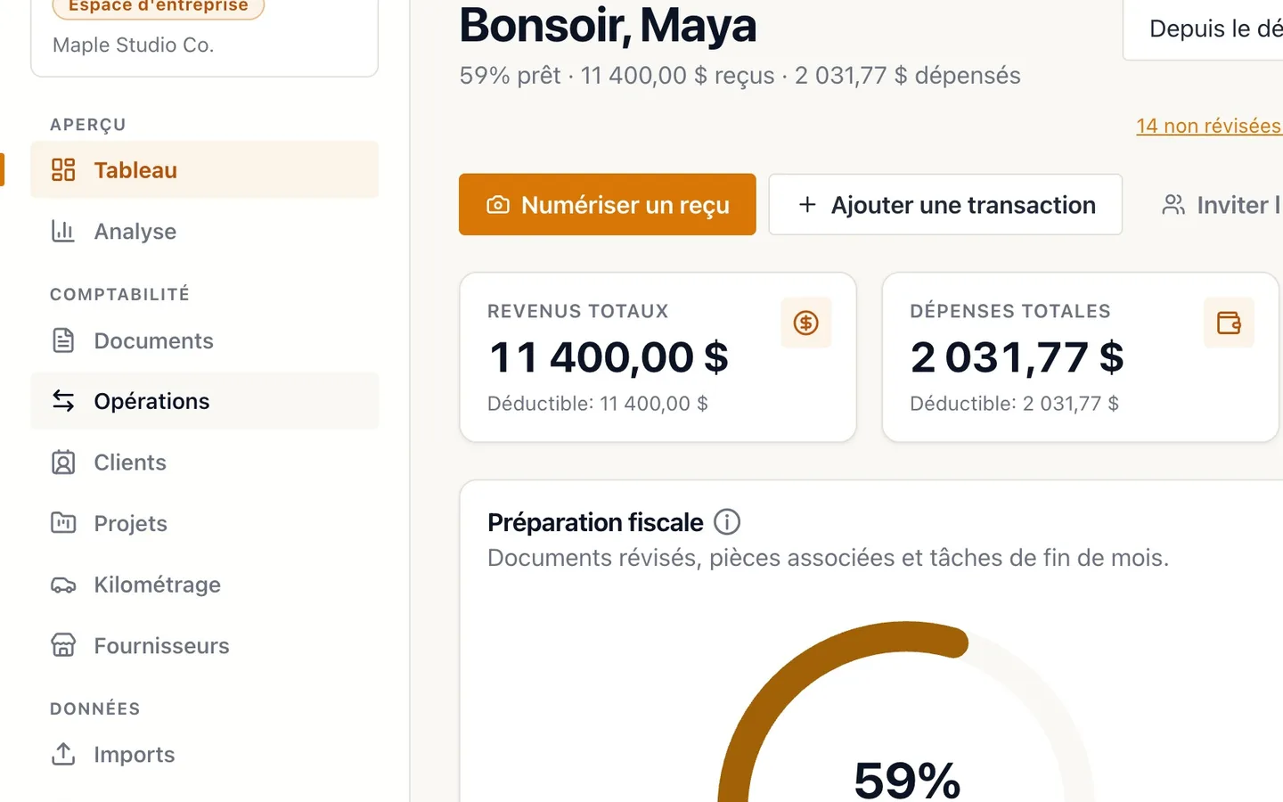 Step 1: Sélectionnez Opérations dans le menu de gauche.