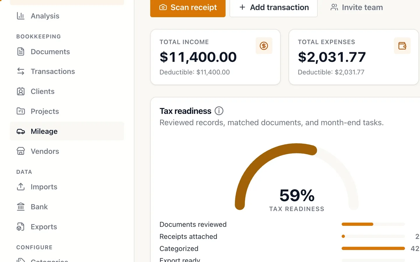 Step 1: Select Mileage in the sidebar.