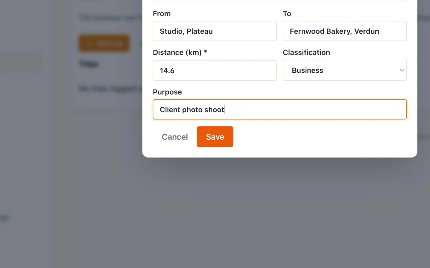 Step 6: Select Add trip and fill it in.