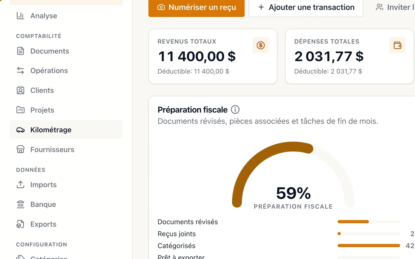 Step 1: Sélectionnez Kilométrage dans le menu de gauche.