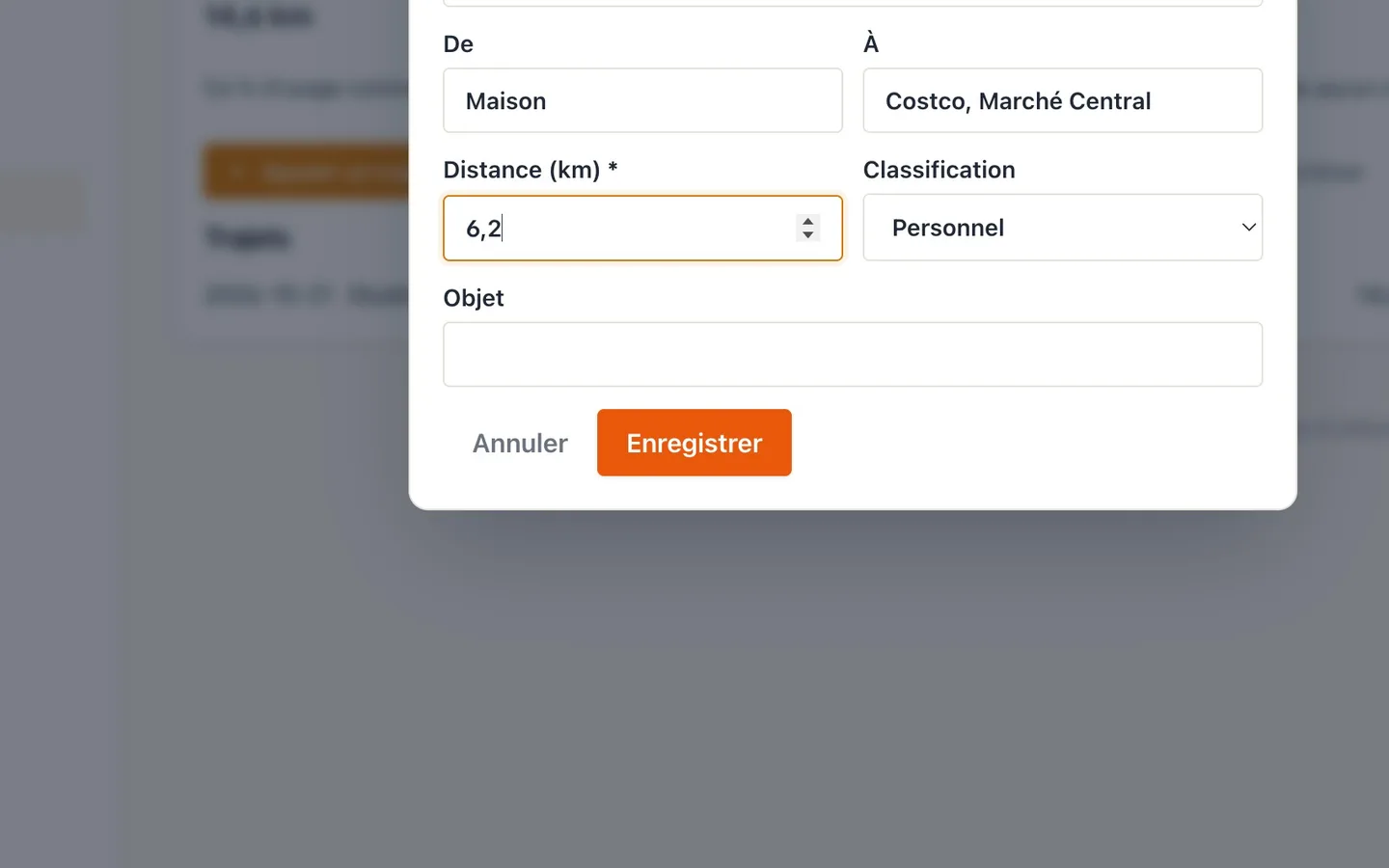 Step 7: Notez aussi les trajets personnels.