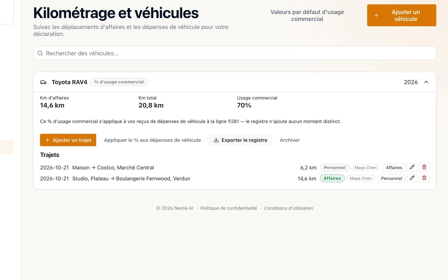 Step 9: Sélectionnez Appliquer le % aux dépenses de véhicule.