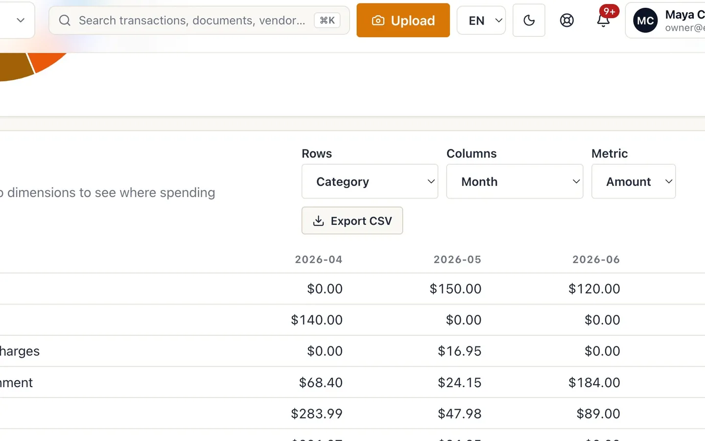 Step 9: Select Export CSV to work in a spreadsheet.